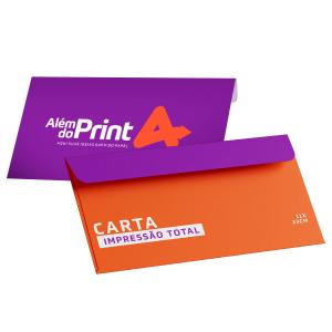 Envelope Carta (Impressão Total) Papel Offset 90g 23 x 11 cm 4/0 (Impressão total externa)  Faca padrão, fechamento 