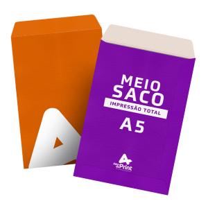 Envelope Meio Saco (Impressão Total) Papel Offset 90g 24 x 16,6 cm 4/0 (Impressão total externa)  Faca padrão, fechamento 